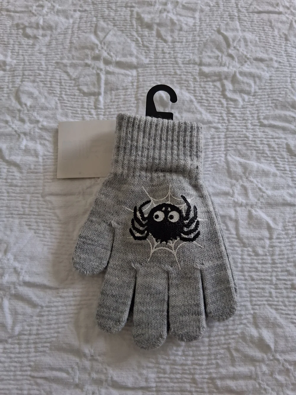 H&M Kids Grey Knit Acrylic Spider Gloves Black Size 1 1/5 -4 Years